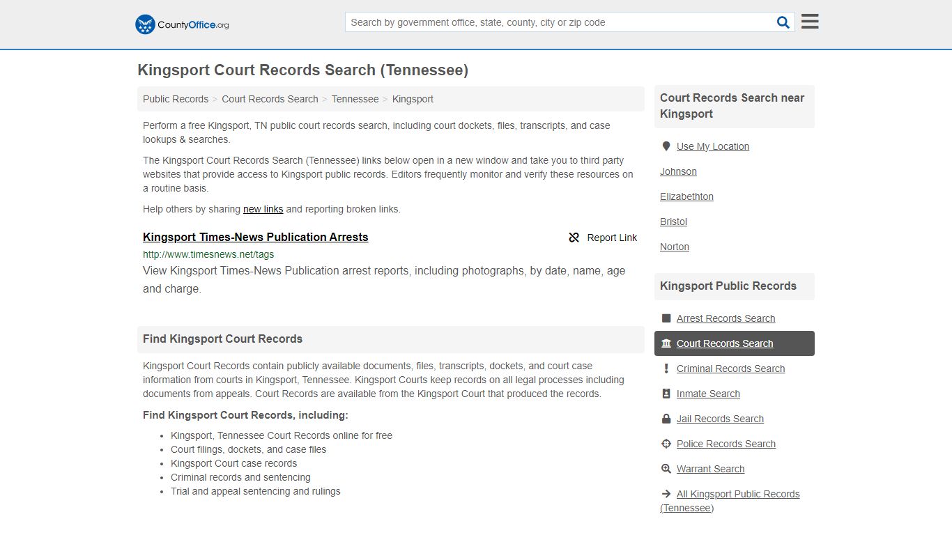 Court Records Search - Kingsport, TN (Adoptions, Criminal, Child ...